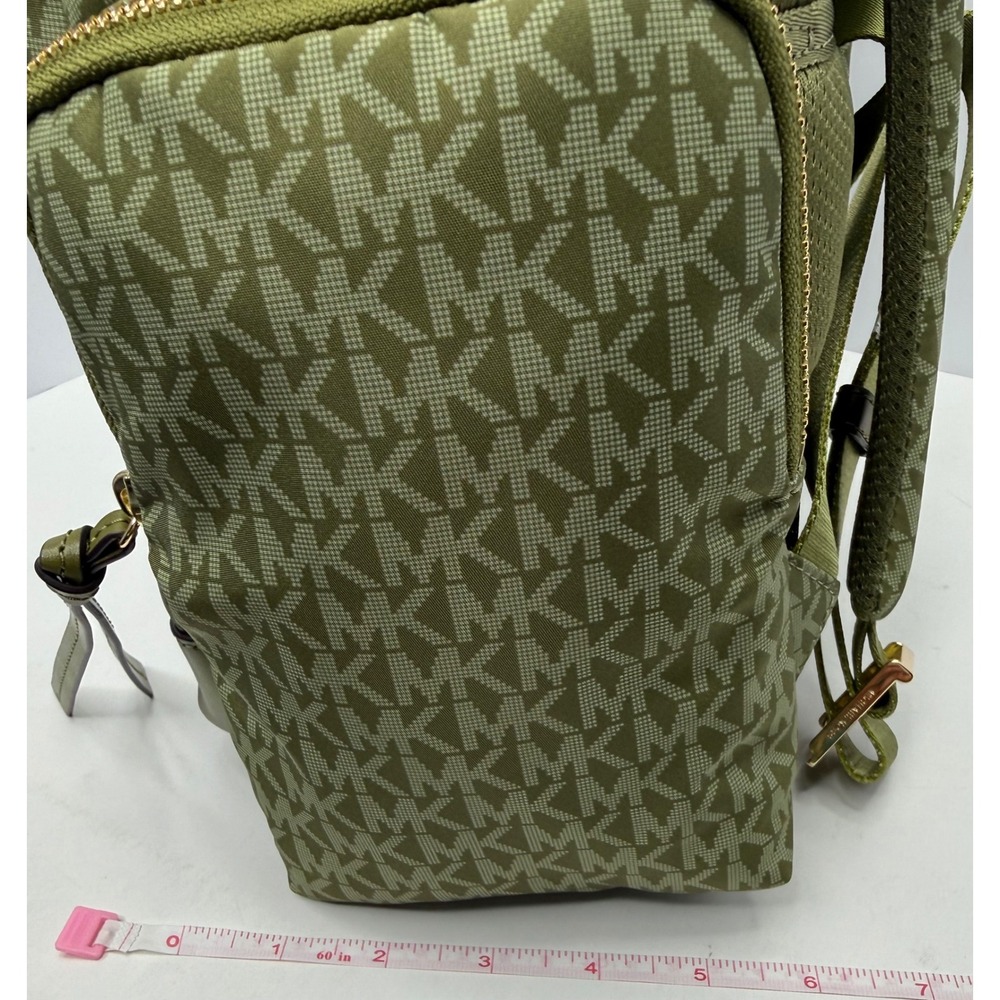 Michael Kors Prescott LG Backpack Smokey Olive  Leather Trim Gold Hardware - Picture 13 of 13